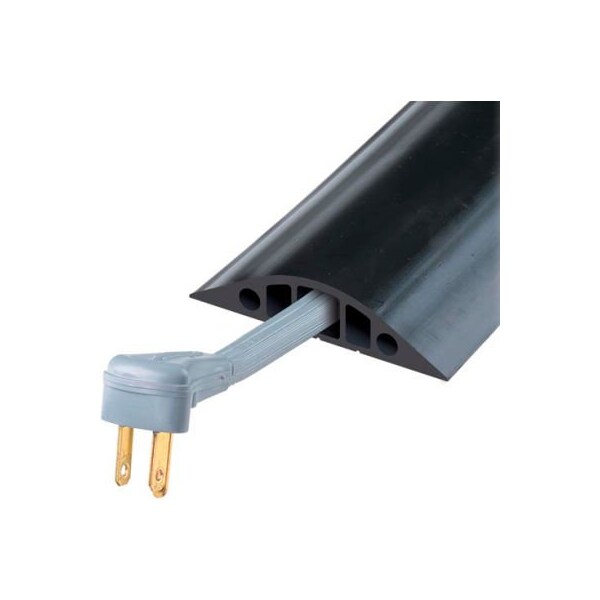 Justrite Cable Protector, 1 in H, 10 ft L, 4-1/2 in W, 3 Channel, Rubber, Black RFD5-10 - main